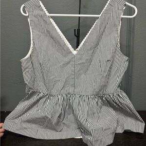 J. Crew Black and White Striped Top